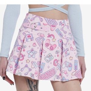Hot Topic Pink Patterned Skirt